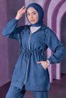 Tesettür giyim LACİVERT KAPÜŞONLU PANTOLONLU TAKIM T 9393