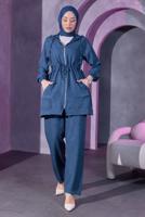 Tesettür giyim LACİVERT KAPÜŞONLU PANTOLONLU TAKIM T 9393