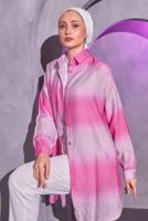 Tesettür giyim PEMBE RENK GEÇİŞLİ GÖMLEK TUNİK T 0514