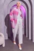 Tesettür giyim PEMBE RENK GEÇİŞLİ GÖMLEK TUNİK T 0514