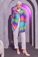 Tesettür giyim ÇOK RENKLİ RENK GEÇİŞLİ GÖMLEK TUNİK T 0514