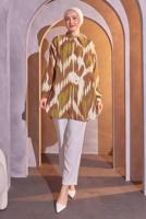 Vêtements hijab BRUN TUNIQUE CHEMISE À MOTIFS T 0814