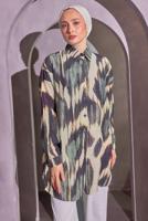 Vêtements hijab BEIGE TUNIQUE CHEMISE À MOTIFS T 0814