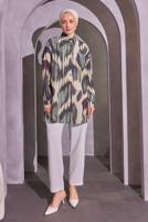 Vêtements hijab BEIGE TUNIQUE CHEMISE À MOTIFS T 0814