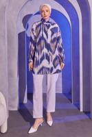 Vêtements hijab BLEU MARINE TUNIQUE CHEMISE À MOTIFS T 0814