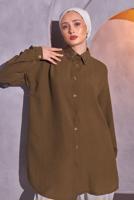 Vêtements hijab BRUN TUNIQUE CHEMISE À DÉTAILS GEMMES T 1314