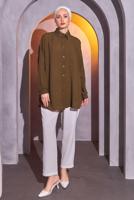 Vêtements hijab BRUN TUNIQUE CHEMISE À DÉTAILS GEMMES T 1314