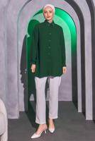 Tesettür giyim YEŞİL TAŞ DETAYLI GÖMLEK TUNİK T 1314