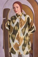 Tesettür giyim KAHVE DESENLİ GÖMLEK TUNİK T 1814