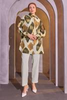 Tesettür giyim KAHVE DESENLİ GÖMLEK TUNİK T 1814