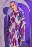 Tesettür giyim FUŞYA DESENLİ GÖMLEK TUNİK T 1814