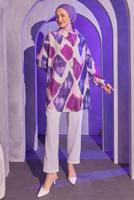 Tesettür giyim FUŞYA DESENLİ GÖMLEK TUNİK T 1814