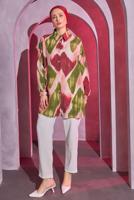 Tesettür giyim YEŞİL DESENLİ GÖMLEK TUNİK T 1814