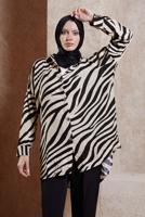 Tesettür giyim SİYAH ZEBRA DESENLİ GÖMLEK TUNİK T 2017