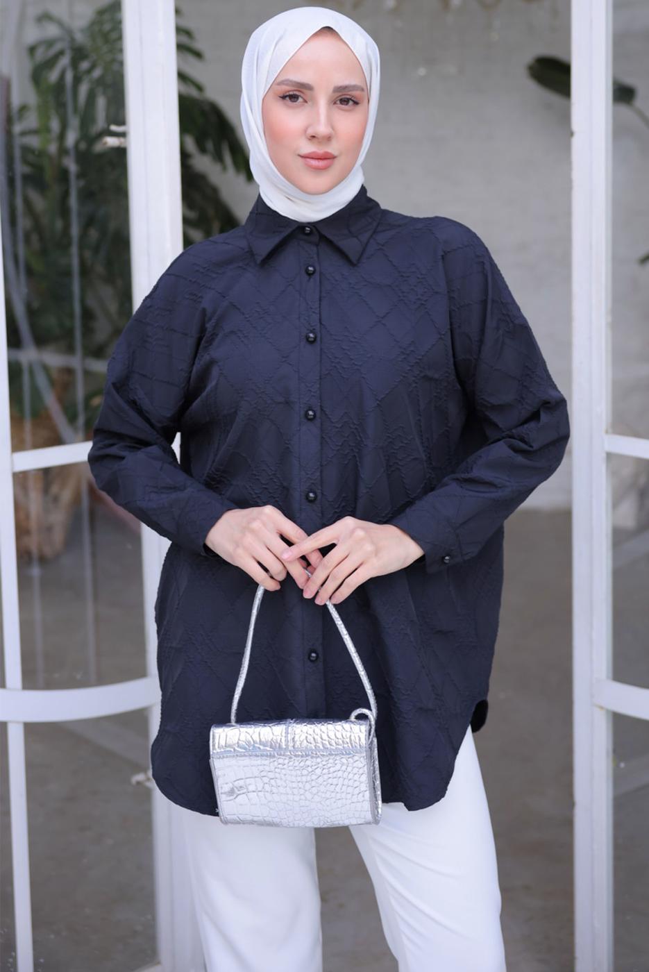 Tesettür giyim SİYAH GÖMLEK TUNİK T 2093