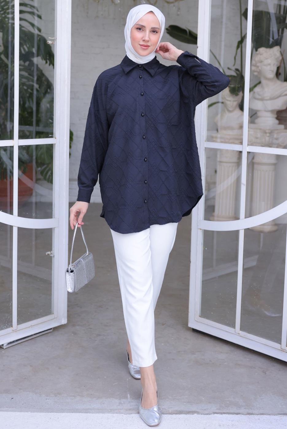 Tesettür giyim SİYAH GÖMLEK TUNİK T 2093