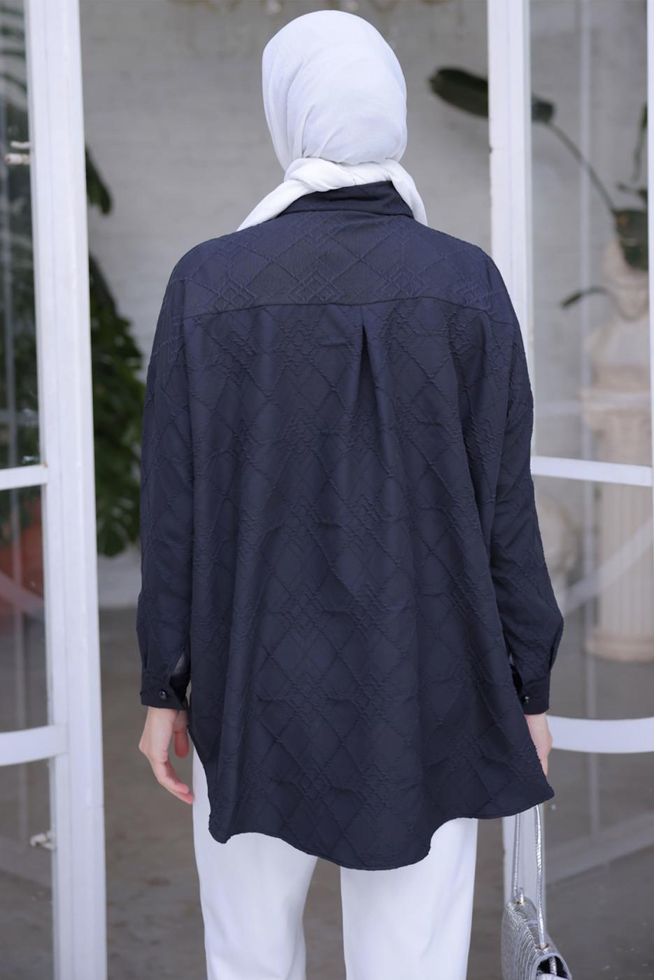 Tesettür giyim SİYAH GÖMLEK TUNİK T 2093