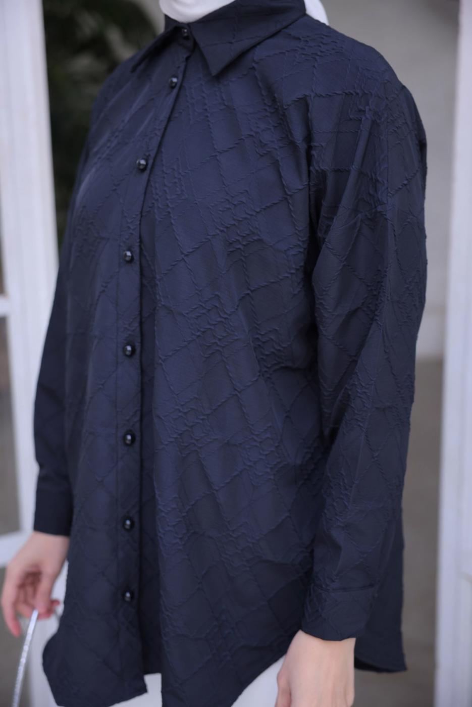 Tesettür giyim SİYAH GÖMLEK TUNİK T 2093