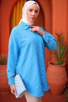 Tesettür giyim MAVİ GÖMLEK TUNİK T 2093