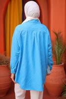 Tesettür giyim MAVİ GÖMLEK TUNİK T 2093