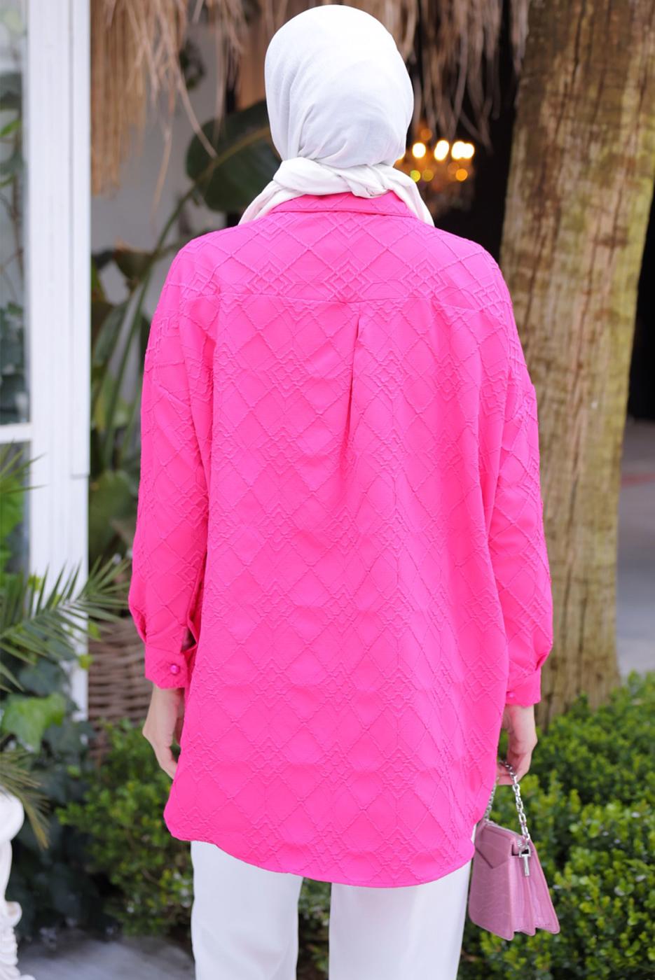 Tesettür giyim FUŞYA GÖMLEK TUNİK T 2093