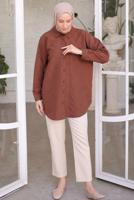 Tesettür giyim KAHVE GÖMLEK TUNİK T 2093