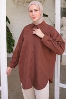 Tesettür giyim KAHVE GÖMLEK TUNİK T 2093