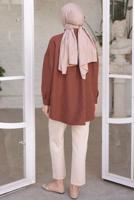 Tesettür giyim KAHVE GÖMLEK TUNİK T 2093