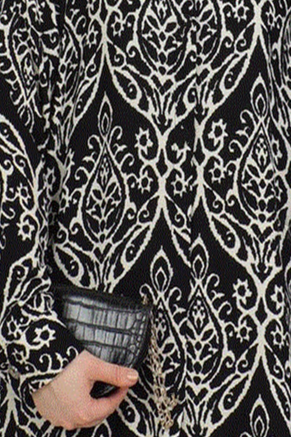 Tesettür giyim SİYAH DESENLİ PAMUKLU GÖMLEK TUNİK T 2108