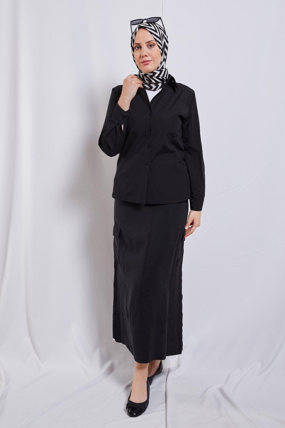 Hijab clothing BLACK STRAIGHT CUT SHIRT T 2121