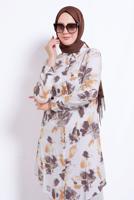 Vêtements hijab BEIGE TUNIQUE EN COTON À MOTIFS T 2496