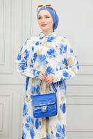 Tesettür giyim BEJ DESENLİ PAMUKLU TUNİK T 2496