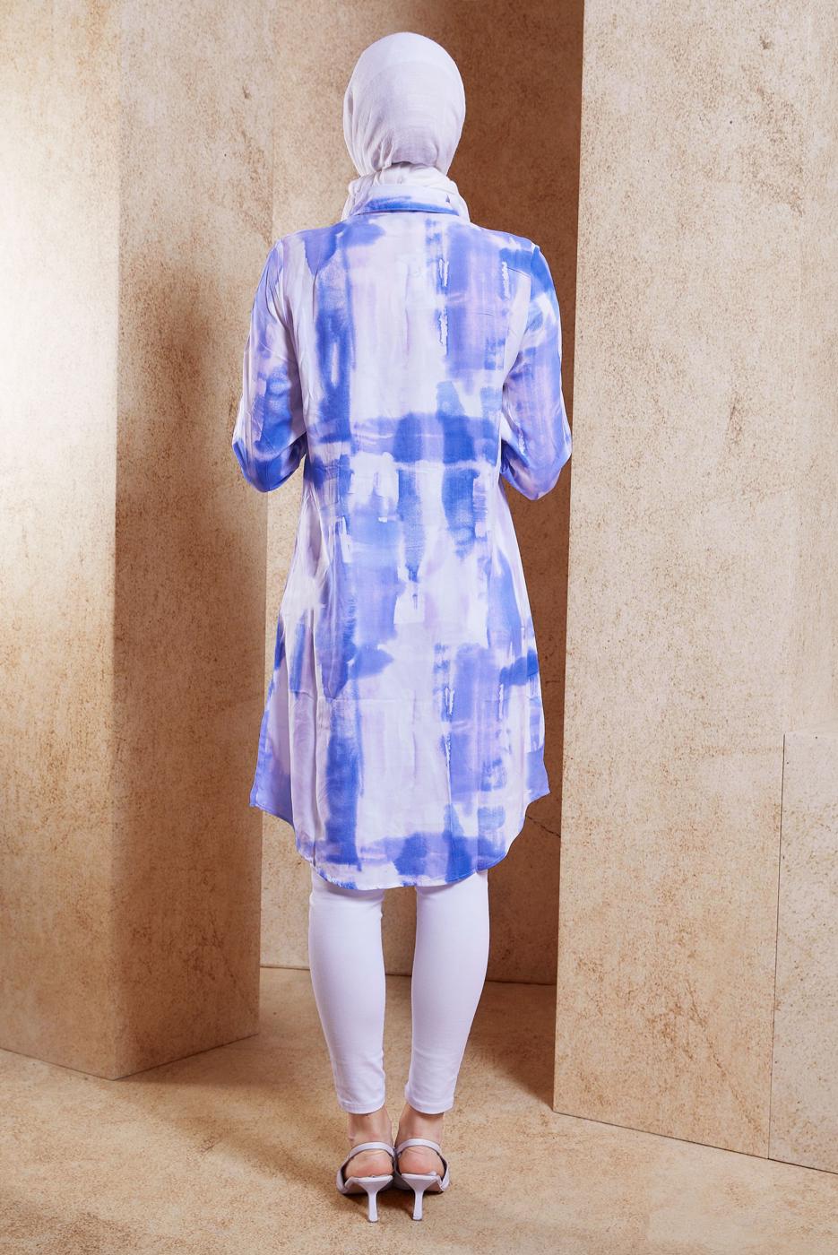 Tesettür giyim MOR PAMUKLU UZUN TESETTÜR TUNİK T 2583