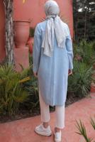 Tesettür giyim MAVİ DÜĞMELİ DENİM TUNİK T 31616