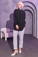 Tesettür giyim SİYAH BONCUK İŞLEMELİ GÖMLEK TUNİK T 3314