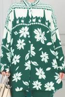 Tesettür giyim MAVİ DESENLİ PAMUKLU GÖMLEK TUNİK T 3347