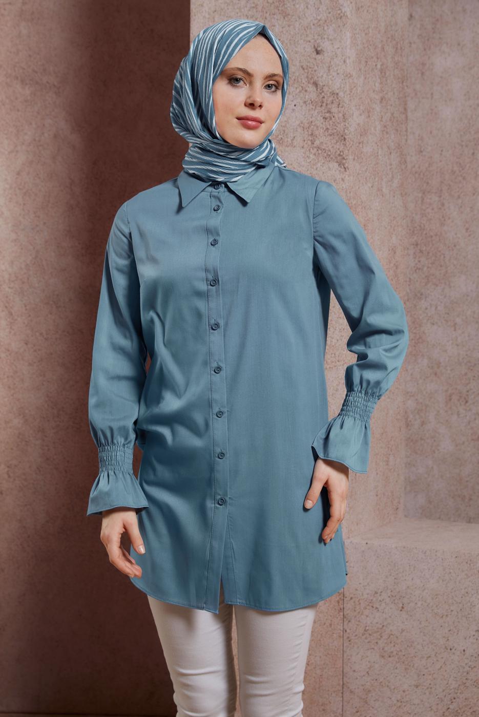 Vêtements hijab BLEU MARINE CHEMISE TUNIQUE T 3447