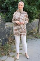 Tesettür giyim VİZON DESENLİ PAMUKLU TUNİK T 3538