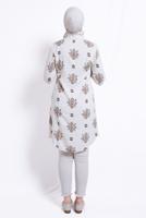 Tesettür giyim BEJ DESENLİ PAMUKLU TUNİK T 3545