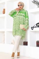 Vêtements hijab VERT TUNIQUE EN COTON À MOTIFS T 3588