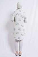 Tesettür giyim KREM ÇİÇEK DESENLİ PAMUKLU TUNİK T 3592