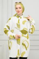 Vêtements hijab VERT TUNIQUE EN COTON À MOTIFS T 3598