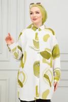 Vêtements hijab VERT TUNIQUE EN COTON À MOTIFS T 3598