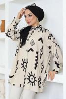 Tesettür giyim BEJ DESENLİ PAMUKLU GÖMLEK TUNİK T 3600
