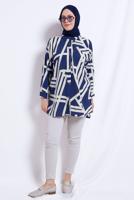 Vêtements hijab BLEU MARINE TUNIQUE EN COTON À MOTIFS T 3610