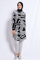 Tesettür giyim SİYAH DESENLİ PAMUKLU TUNİK T 3612