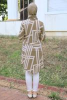 Tesettür giyim VİZON DESENLİ PAMUKLU TUNİK T 3612