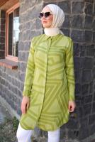 Tesettür giyim YEŞİL DESENLİ PAMUKLU TUNİK T 3612