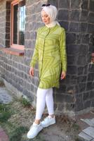 Tesettür giyim YEŞİL DESENLİ PAMUKLU TUNİK T 3612