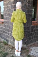 Tesettür giyim YEŞİL DESENLİ PAMUKLU TUNİK T 3612